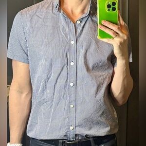 Theory short sleeve blue gingham shirt size small​​​